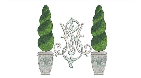 Topiary Monogram Frame - Machine Embroidery File design - 8 x 8 inch hoop - monogram Frame - Instant download