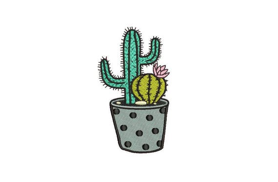 Kawaii Cactus Pair Machine Embroidery File design 4 x 4 inch hoop Makes a great Patch