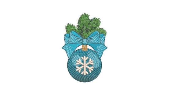 Aqua Bauble Ornament - Christmas Machine Embroidery File design - 4x4 inch hoop - Xmas Design