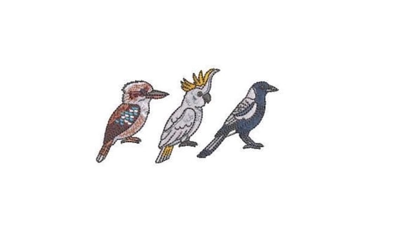 Australian Birds Machine Embroidery File - 4x4 inch hoop - Kookaburra - Cockatoo - Magpie Embroidery