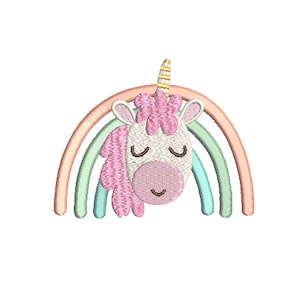 Unicorn Rainbow Embroidery Design - Machine Embroidery File design- 4x4 inch hoop -instant download