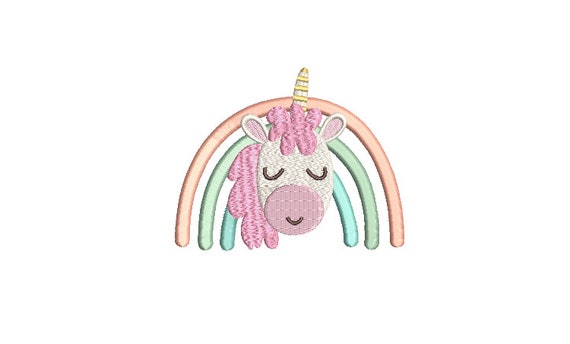 Unicorn Rainbow Embroidery Design - Machine Embroidery File design- 4x4 inch hoop -instant download