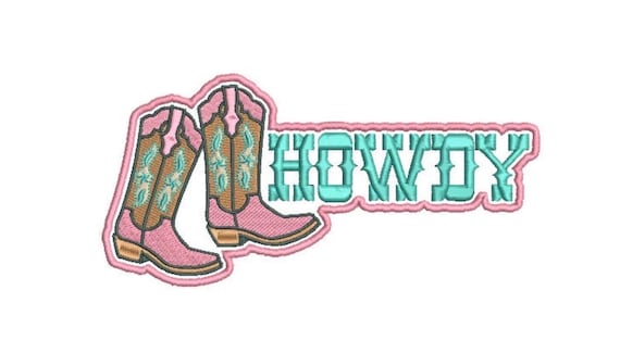 Howdy Boots Machine Embroidery File design - 5x7 inch hoop - Western Embroidered Patch Design Download