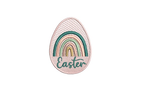 Boho Rainbow Easter Egg - Machine Embroidery File design - 4x4 inch hoop - Satin Stitch Rainbow Embroidery Design