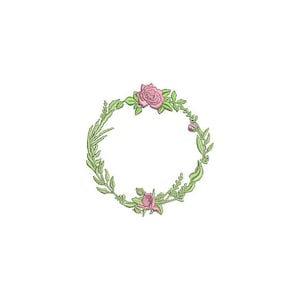 Rose Flower Wreath Machine Embroidery File design 4x4 inch In the hoop