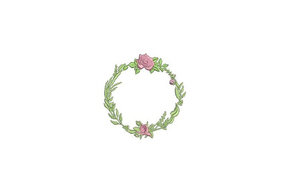 Rose Flower Wreath Machine Embroidery File design 4x4 inch In the hoop