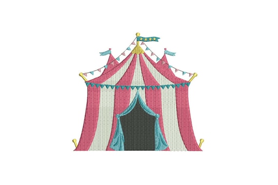 Circus Tent Big Top Machine Embroidery File design 6x10 inch or 16x26cm hoop