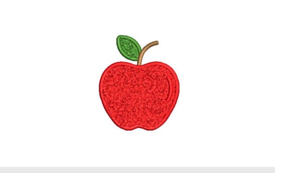 Chenille Apple used with 3D Puffy Foam -  Machine Embroidery File design 4x4 inch hoop - 3.5 inch size design