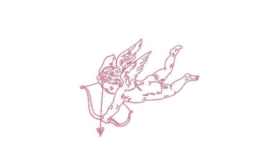 Vintage Cupid Machine Embroidery File design - 4x4 inch - valentines embroidery design - Love embroidery