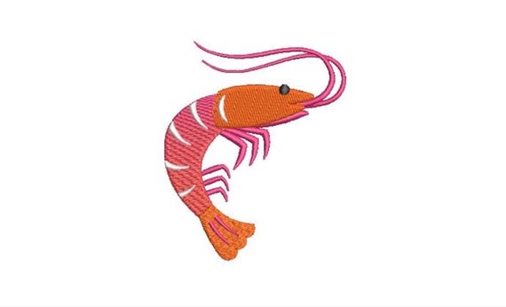 Prawn Machine Embroidery File design - 4 x 4 inch hoop - Shrimp Embroidery Design Instant Download - 4 inch design