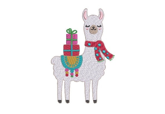 Llama Xmas Presents - Machine Embroidery File design 5x7 inch hoop - Christmas Embroidery Design