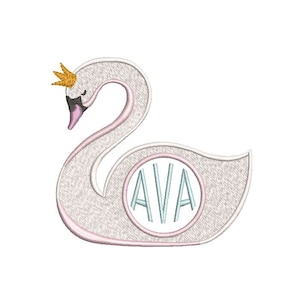 Swan Embroidery File design - 4x4 inch or 10cm x 10cm hoop - instant download - monogram frame