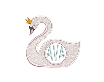 7 Sizes-Swan with Rose-Machine Embroidery Design--Instant download