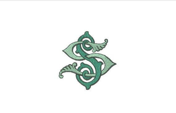 Antique S S Monogram or S  -  Machine Embroidery File design - 3x3 inch hoop - Vintage Monogram