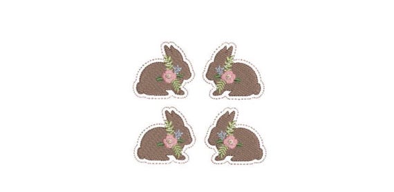 ITH Bunny Felties - Four in the 4x4 inch hoop - In the hoop Easter embroidery design - Bunny Embroidery Design