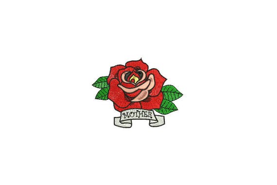 Retro Mother Rose Tattoo Machine Embroidery File design 4 x 4 inch hoop