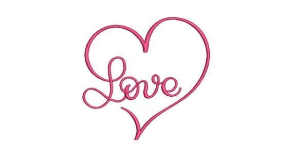 Love in Heart Machine Embroidery File design - 4 x 4 inch hoop embroidery  - Valentines Embroidery Design - Digital Download Embroidety