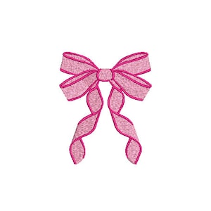 Pink Ribbon Bow Machine Embroidery File design - 4 x 4 inch hoop - Monogram Design - Bow embroidery Design