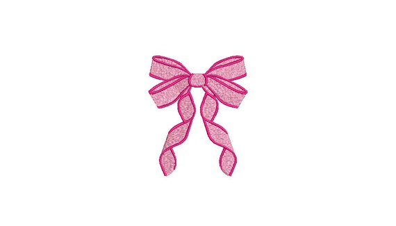 Pink Ribbon Bow Machine Embroidery File Design 4 X 4 Inch Hoop Monogram  Design Bow Embroidery Design 