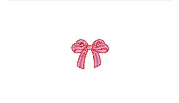 Mini Girly Bow Machine Embroidery File design - 4 x 4 inch hoop - 2 inch Bow - Coquette Embroidery Design