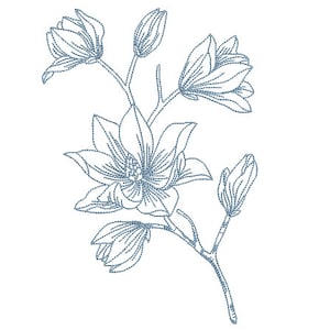 Magnolia Embroidery - Flower Machine Embroidery File design - 5x7 inch hoop - instant download