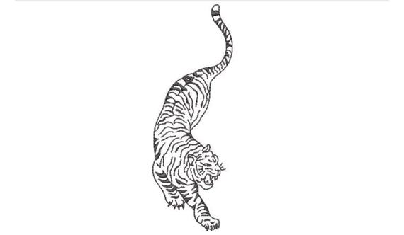 Easy Tiger Embroidery Design - Tiger Sketch Machine Embroidery File design - 5x7 inch hoop - one colour - instant download
