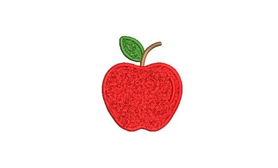 Chenille Apple used with 3D Puffy Foam -  Machine Embroidery File design 4x4 inch hoop - 3.5 inch size design