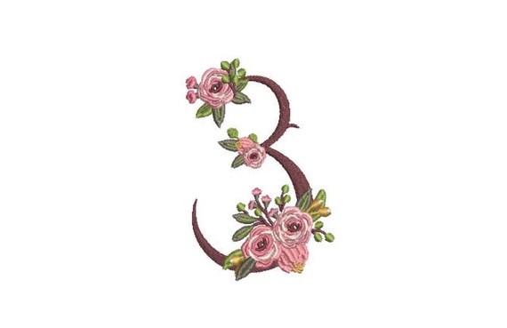 Floral Number 3 - THREE - Third Birthday-  Machine Embroidery File design - 4x4 hoop - embroidery design