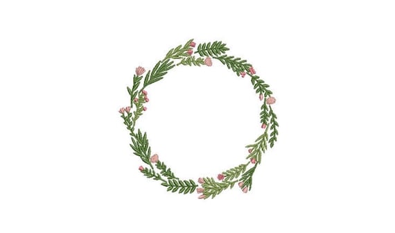 Simple Flower Wreath- Machine Embroidery File design - 4x4 inch hoop - monogram Frame - Instant download
