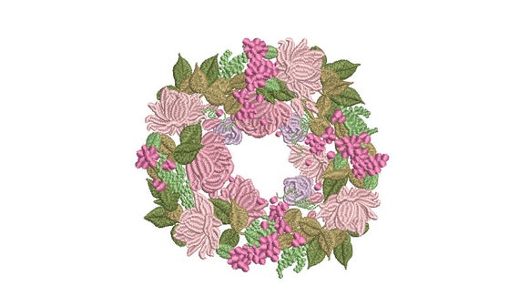 Wedding Embroidery Design - Peony Grape Vine Wreath - Machine Embroidery File design  - 5 x 7 inch hoop - instant download