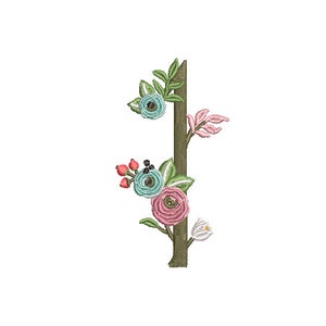 Flower Number 1 - ONE - First Birthday-  Machine Embroidery File design - 4x4 hoop - embroidery design