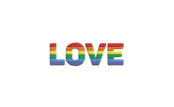 Rainbow LOVE  Machine Embroidery File design - 4x4 inch - Rainbow Embroidery