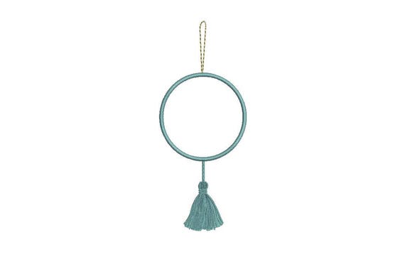 Round Circle Tassel Monogram Frame - Machine Embroidery File design - 5 x 7 inch hoop