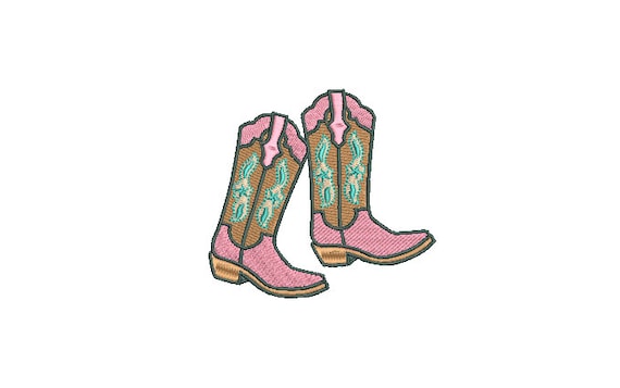 Cowgirl Boots Machine Embroidery File design - 4x4 inch hoop - Monogram Frame - Coquette Embroidery - 3 inches tall.