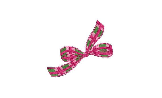 Plaid Bow Machine Embroidery File design - 4 x 4 inch hoop - Monogram Design - Madras Bow embroidery Design