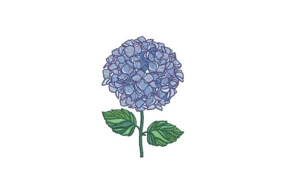 Blue Hydrangea Embroidery - Hamptons Style Design - Machine Embroidery File design - 4 x 4 inch hoop - Instant Download