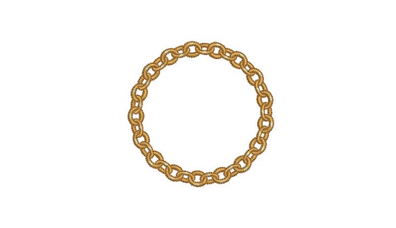 Gold Chain Circle Monogram Frame -  Machine Embroidery File design -  4x4 hoop - Round Border Frame