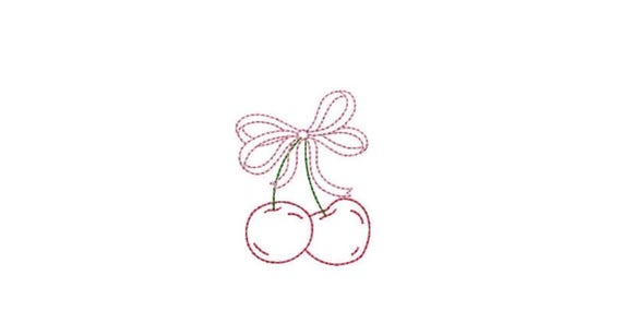 Cherry Bow Embroidery File Download - Machine Embroidery Designs - Coquette Embroidery - 3 inch mini design