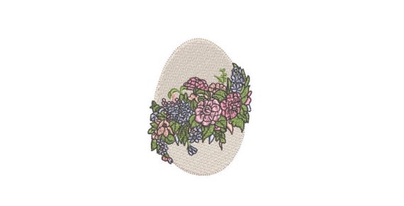 Victorian Floral Easter Egg Design - Machine Embroidery File design - 4x4 inch hoop - Easter Embroidery
