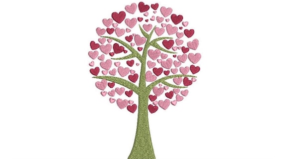Valentines Embroidery Design - Heart Tree - Machine Embroidery File design - 5x7 inch hoop - Instant Download