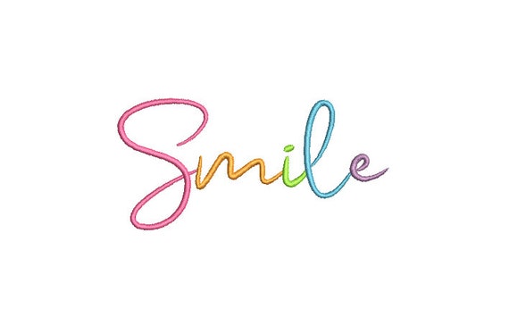 Rainbow Smile Machine Embroidery File design -  4 x 4 inch hoop - Heart embroidery - Happy Quote