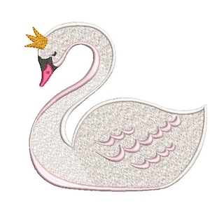 Swan Machine Embroidery File design 5x7 inch or 13x18cm hoop - Simple Swan Embroidery File