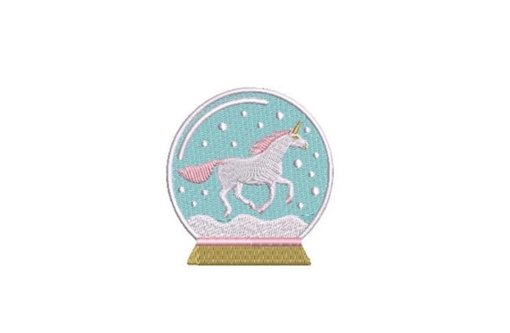 Unicorn Snow Globe Christmas Embroidery - Machine Embroidery File design - 4 x 4  inch hoop - Christmas Embroidery Design