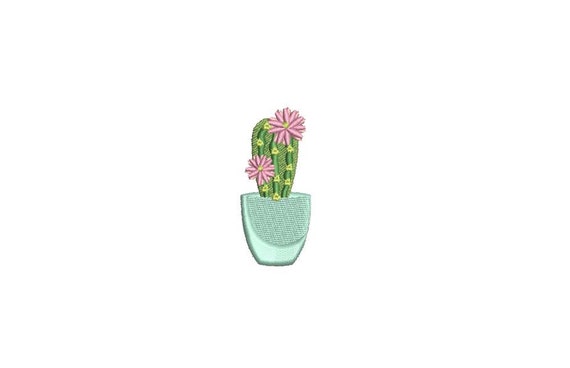 Kawaii Cactus Mini 6cm Machine Embroidery File design 4 x 4 inch hoop Makes a great Patch