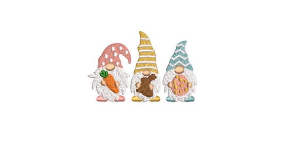 Easter Gnomes - Machine Embroidery File design 4 x 4 inch hoop - Easter Embroidery Design - Gnome Embroidery download