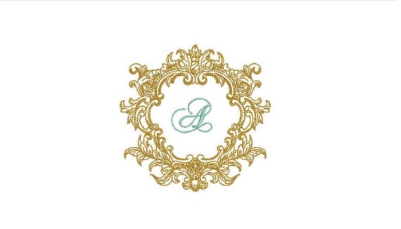 Baroque Flower Frame - Machine Embroidery File design - 4x4 inch hoop - Monogram Frame