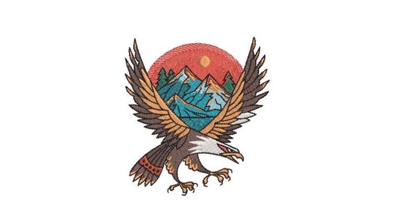 Eagle Mountains Embroidery Design  - Machine Embroidery File design - 4x4 inch hoop - Simple Eagle Embroidery Design.