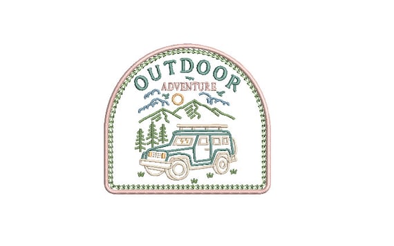 Outdoor Adventure Western Machine Embroidery File design - 4x4 inch hoop - 4WD Embroidery Design