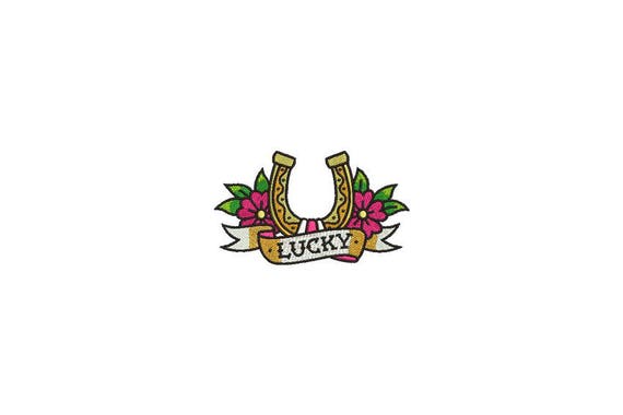 Lucky Horseshoe Machine Embroidery File design 4x4 inch hoop - Retro  Tattoo