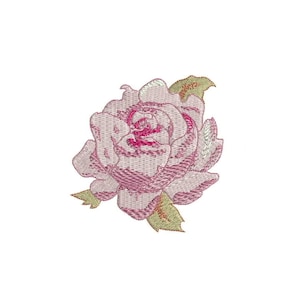 Rose Embroidery - Whimsical Pink Pastel Rose Machine Embroidery File design 4 x 4 inch hoop